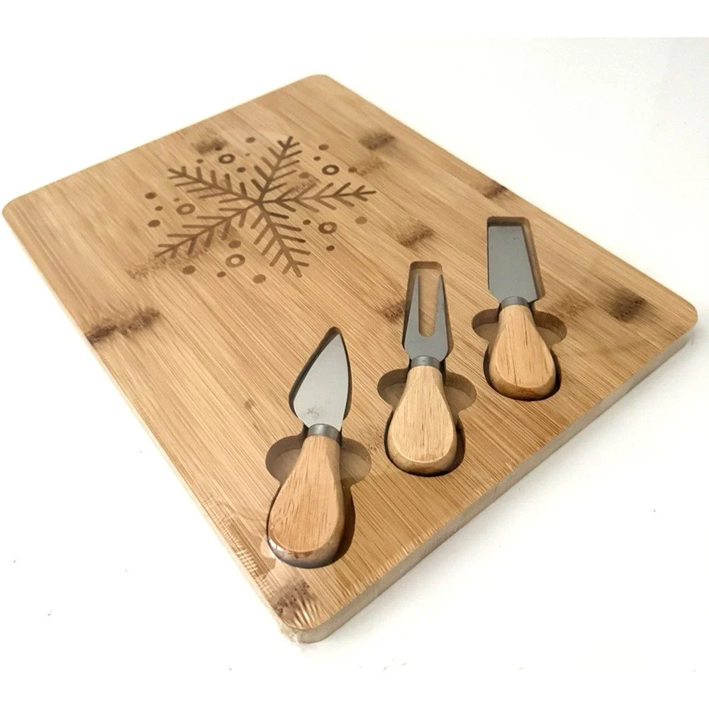 Festive Charcuterie or Cheese Board with 3 Serving Utensils BRAND NEW & SEALED